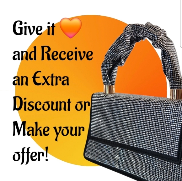 NEW!! Olivia Miller Women's Handbag With Strap Black Silver Dazzling Rhinestones - Picture 15 of 15